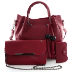 Set de Bolsos Dama 3 piezas, Mod. "Brasilia", Color Granate